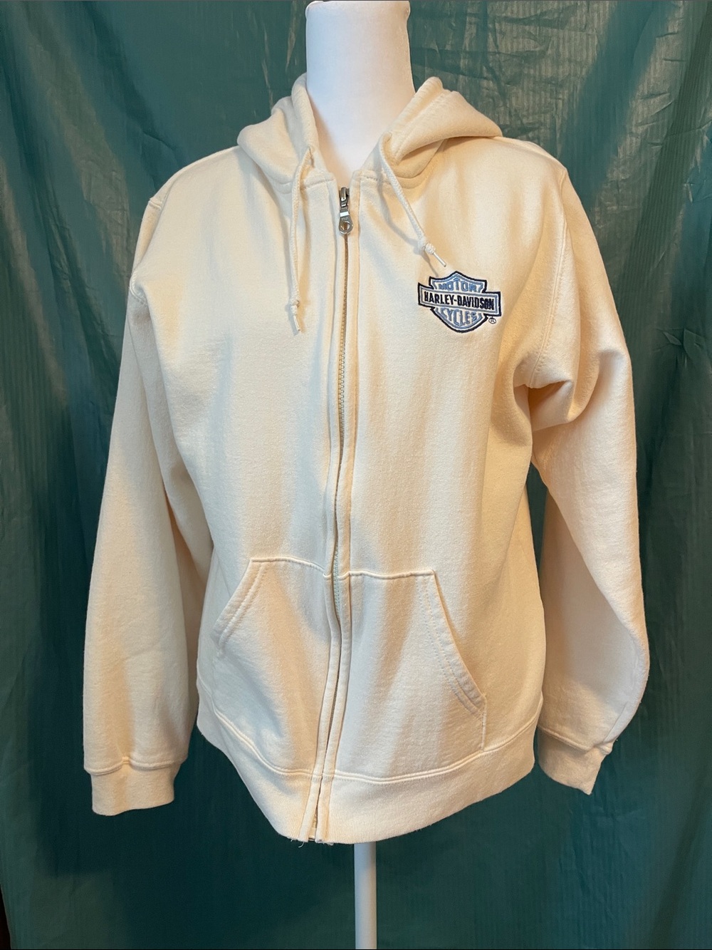 Ladies Harley-Davidson Cream Hoodie with Chest Logo Patch